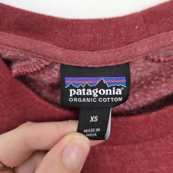 Patagonia Red Fitz Roy Hex Outdoor Graphic Fleece Crewneck Pullover Shirt Sz XS - Picture 2 of 7